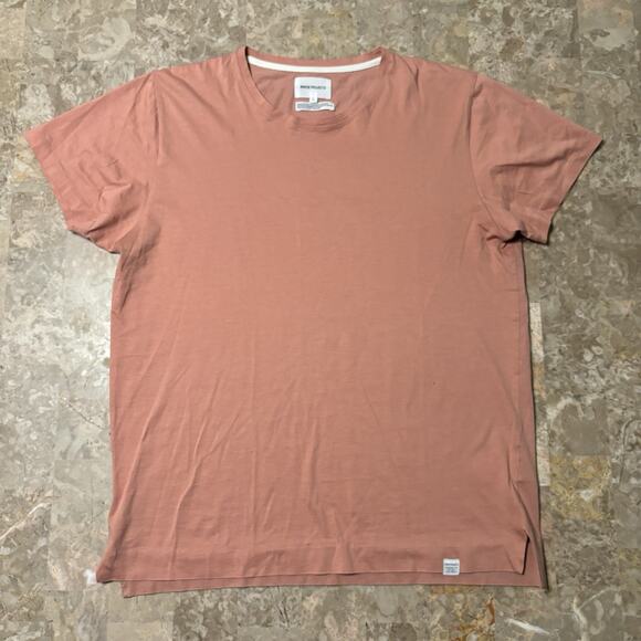 Norse Projects Shirt Mens Large Pink Esben Blind Stitch Short Sleeve Tee - Picture 2 of 13